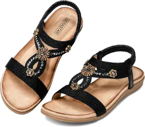 Flat Sandals for Women Dressy - Comfortable Walking Summer Slip on Womens Sandal