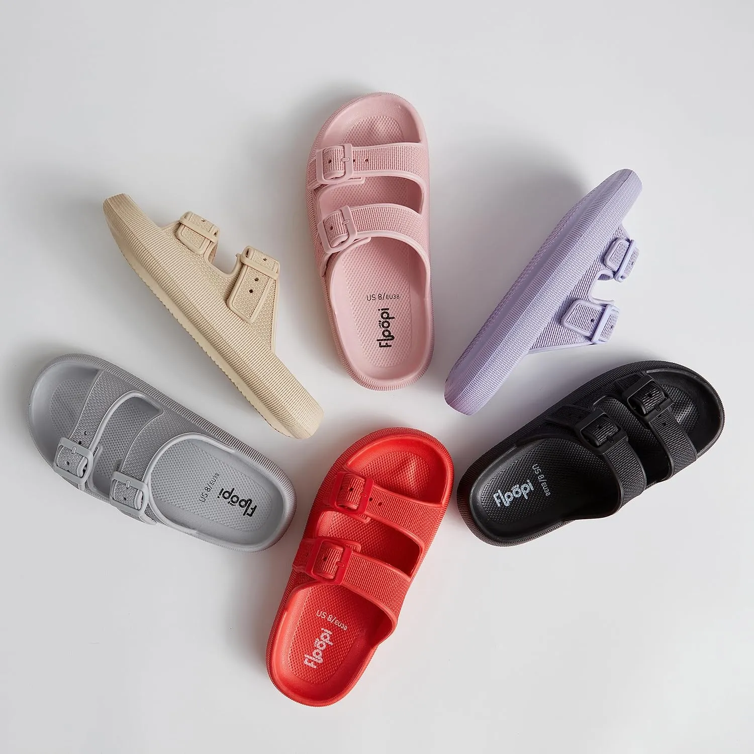 Floopi Womens Slides with Cloud Support, Slides for Women Non Slip Bathroom Shower Sandals for Women with Indoor & Outdoor Anti-Skid Soles.