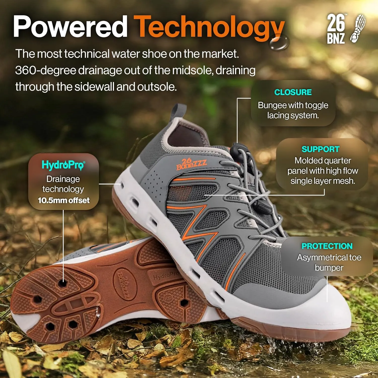 Flozzz Hybrid Water Shoes for Men – Drainage Men Footwear for Wet Terrain