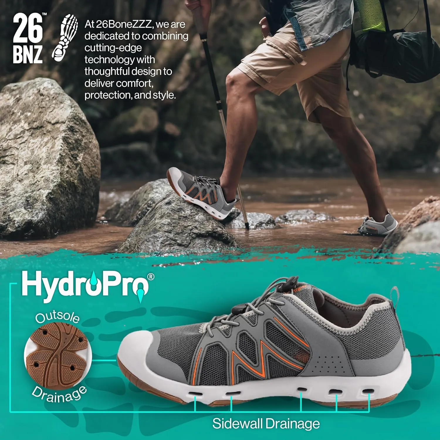 Flozzz Hybrid Water Shoes for Men – Drainage Men Footwear for Wet Terrain
