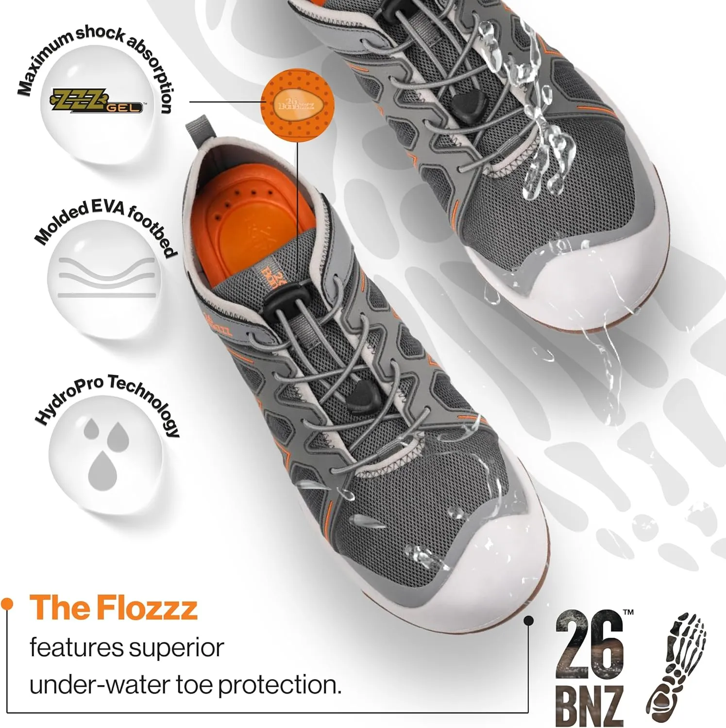 Flozzz Hybrid Water Shoes for Men – Drainage Men Footwear for Wet Terrain