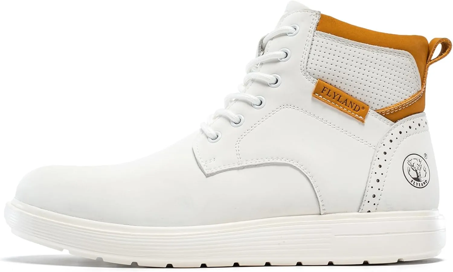 FLYLAND Men's Fashion Sneaker Chukka Boots Lace Up Leather Ankle Dress Boot Lightweight Non-Slip Walking Shoes