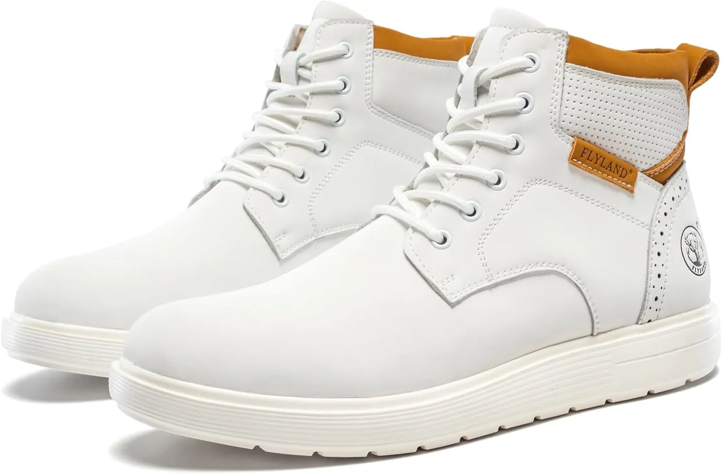 FLYLAND Men's Fashion Sneaker Chukka Boots Lace Up Leather Ankle Dress Boot Lightweight Non-Slip Walking Shoes