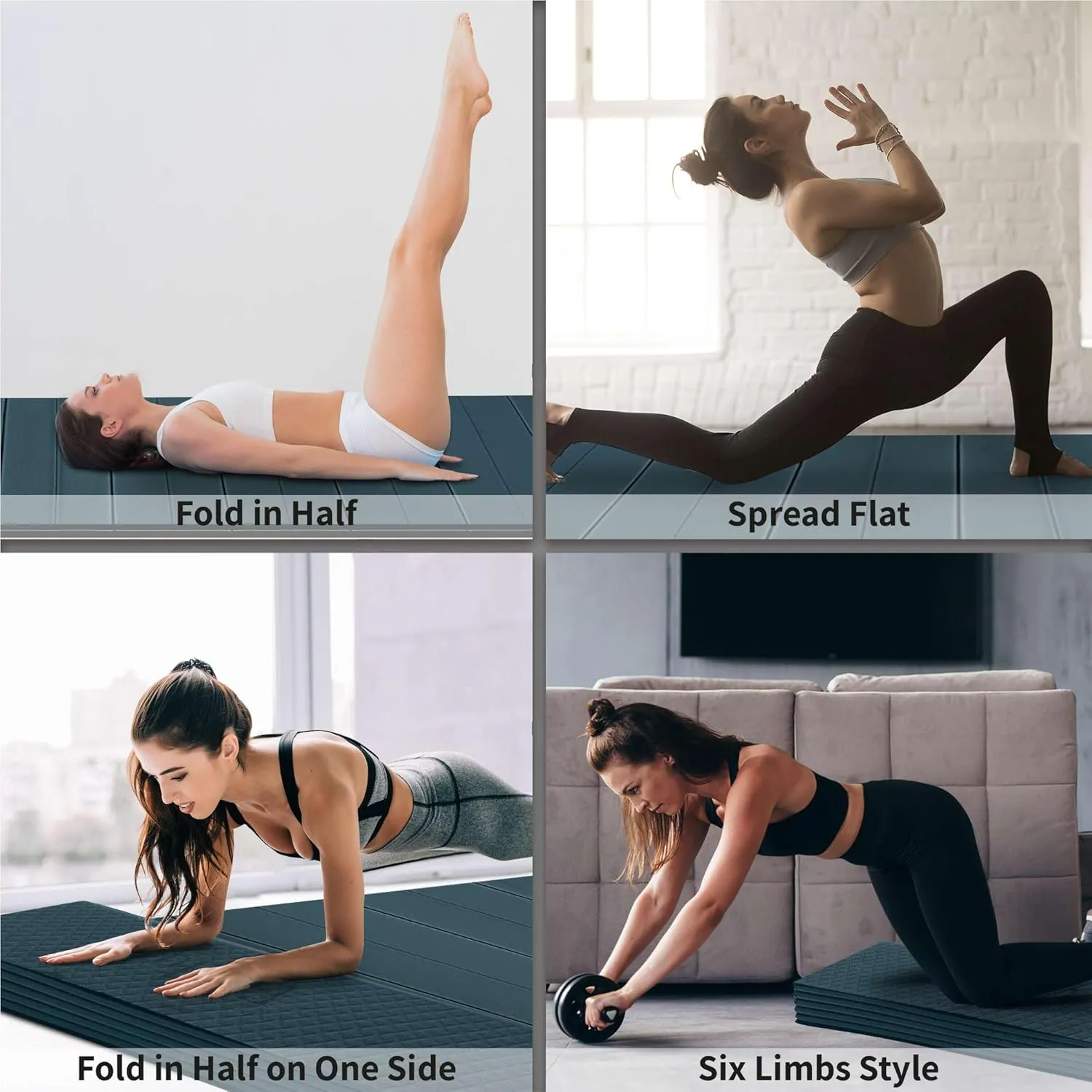 Foldable Wide & Large Yoga Mat – Cushioned, Compact & Easy to Store | 6mm & 8mm Thick | For Home, Gym, Travel, Yoga, Pilates & Floor Exercises
