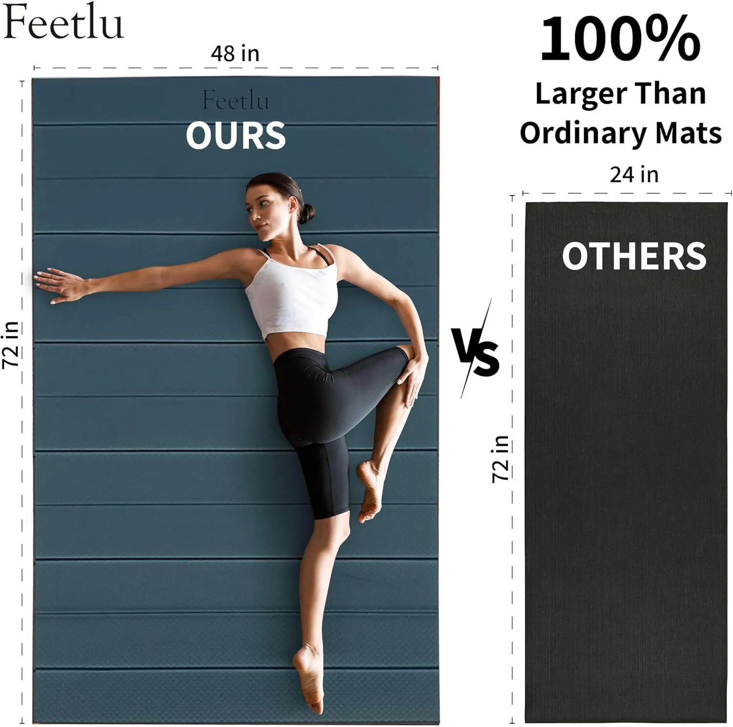 Foldable Wide & Large Yoga Mat – Cushioned, Compact & Easy to Store | 6mm & 8mm Thick | For Home, Gym, Travel, Yoga, Pilates & Floor Exercises