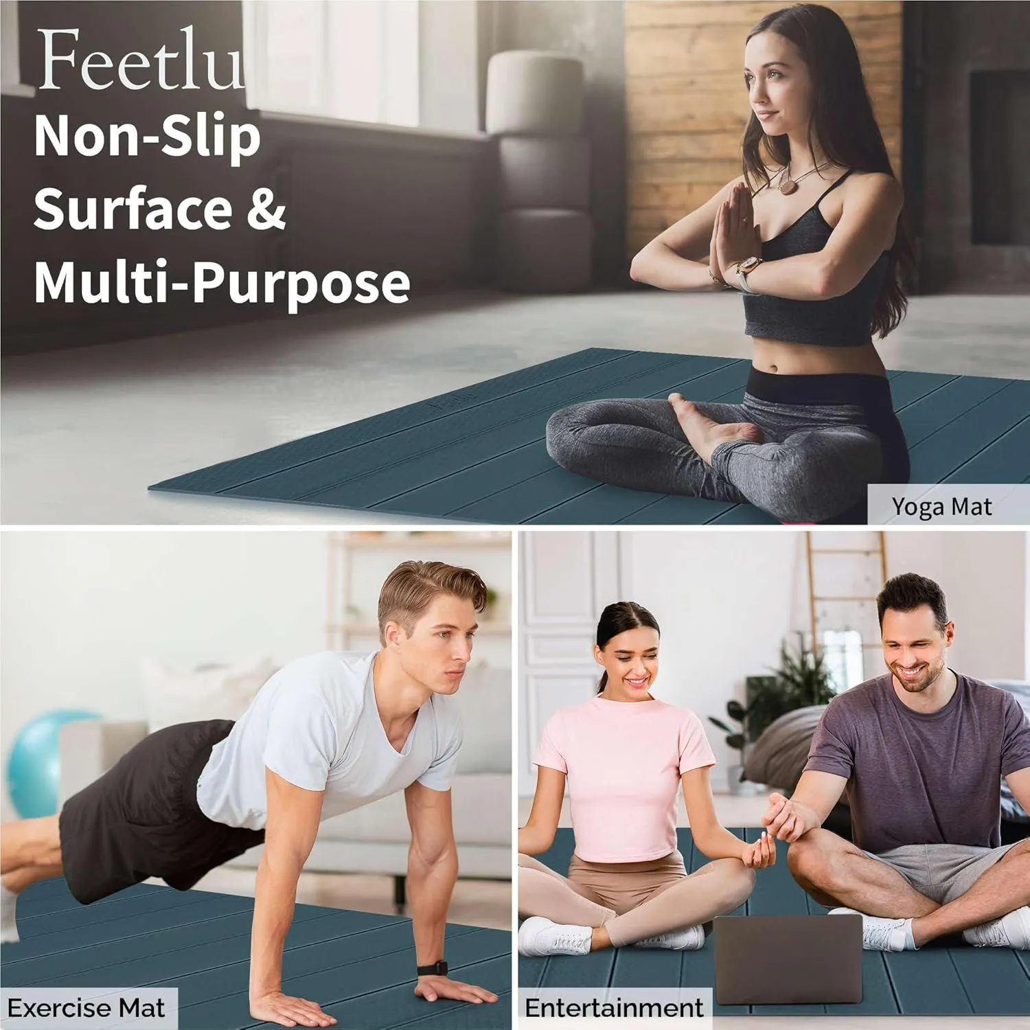 Foldable Wide & Large Yoga Mat – Cushioned, Compact & Easy to Store | 6mm & 8mm Thick | For Home, Gym, Travel, Yoga, Pilates & Floor Exercises