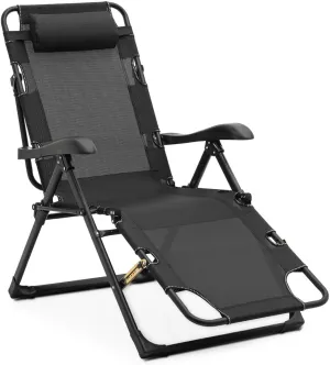 Foldable Zero Gravity Chair Adjustable Lounge Chair Reclining Chaise Camping Cot