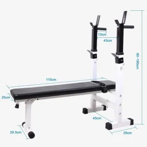 Folding Weight Table Dumbbell Bench Multifunctional Bench Press Folding Squat Rack Home Fitness Equipment (Black 110 * 29.5 * 190cm)