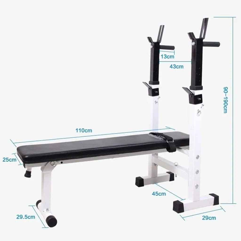 Folding Weight Table Dumbbell Bench Multifunctional Bench Press Folding Squat Rack Home Fitness Equipment (Black 110 * 29.5 * 190cm)
