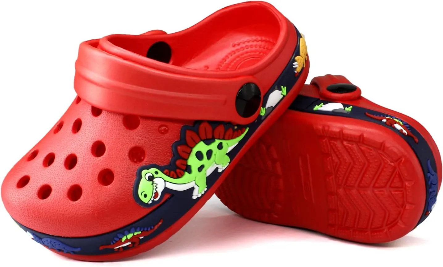 FolHaoth Little Kids Clogs Cute Cartoon Boys Girls Garden Clogs Toddlers Non-Slip Breathable Slides Sandals Children Lightweight Slip-on Beach Pool Shower Slippers