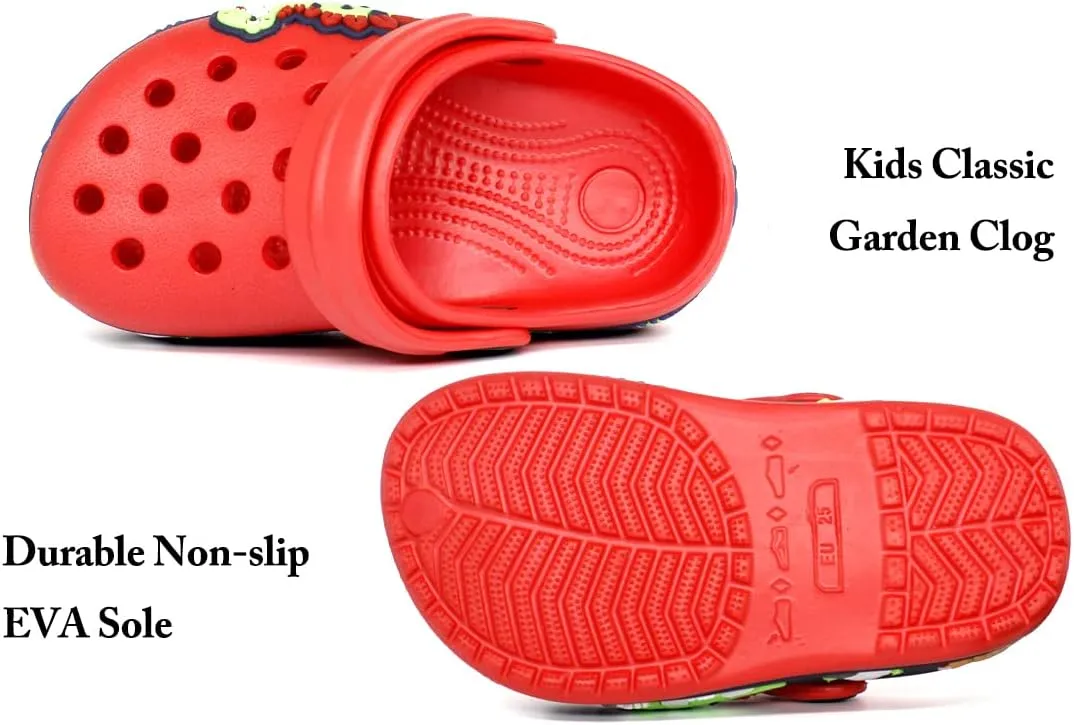 FolHaoth Little Kids Clogs Cute Cartoon Boys Girls Garden Clogs Toddlers Non-Slip Breathable Slides Sandals Children Lightweight Slip-on Beach Pool Shower Slippers