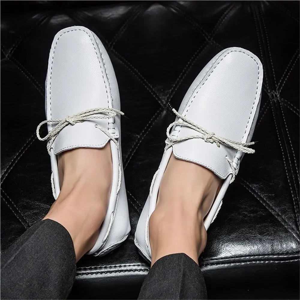 for Men Loafers Shoes Square Toe Faux Leather Driving Moccasins Boat Shoes Flexible Anti-Slip Lightweight Prom Wedding Slip On