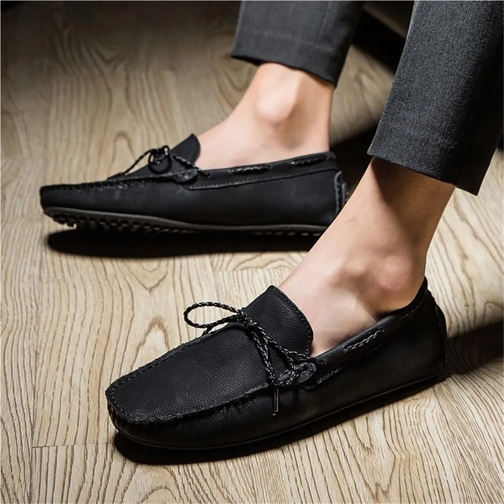 for Men Loafers Shoes Square Toe Faux Leather Driving Moccasins Boat Shoes Flexible Anti-Slip Lightweight Prom Wedding Slip On