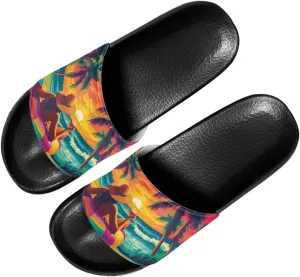Forchrinse Black Cat Music Note Womens Causal Slide Sandals,Soft Non Slip Open Toe Slippers Flip Flop EVA Flat Sandals