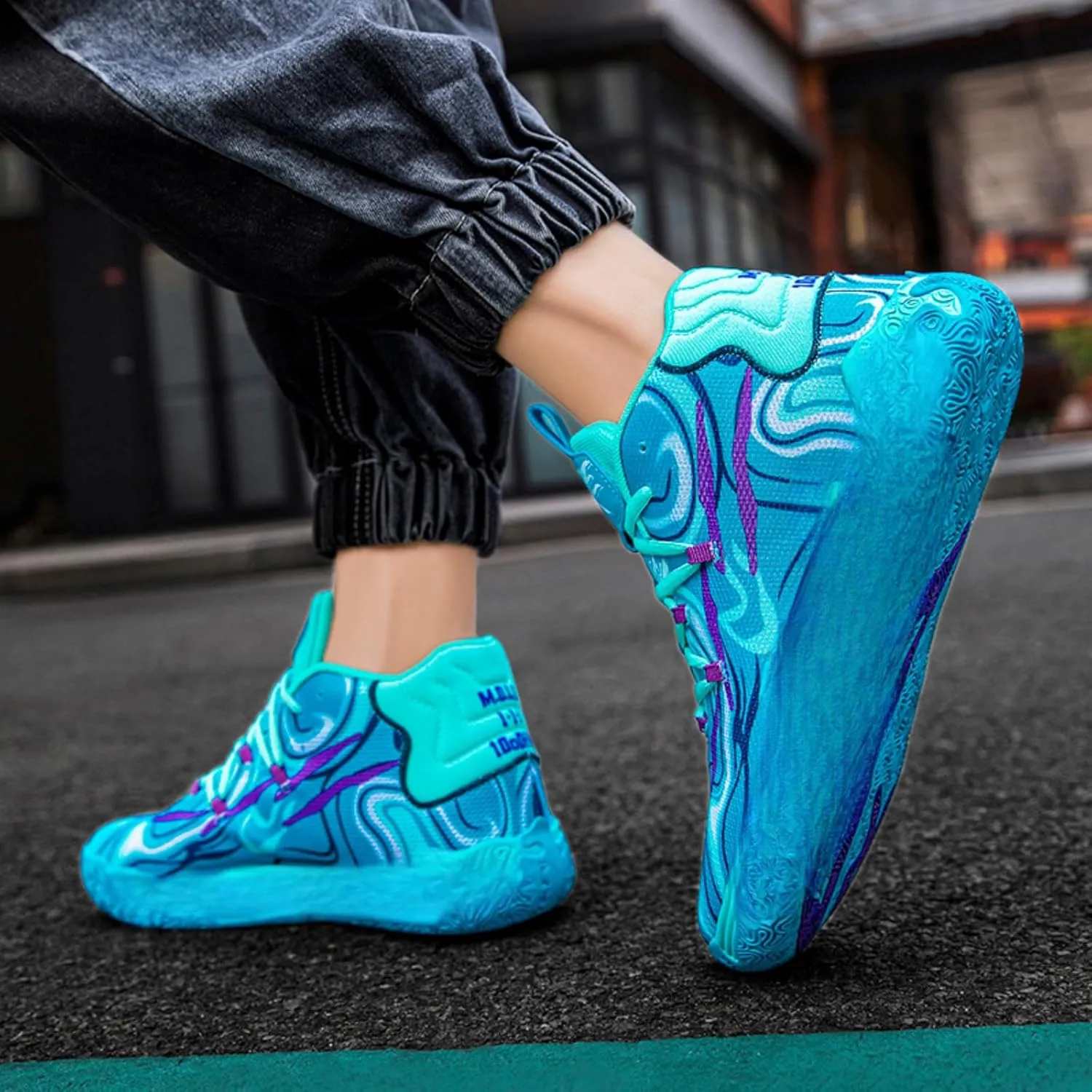 FOTN Womens Multicolour Lace Up Fashion Sneaker High-Top Casual Breathable Sports Athletic Walking Running Basketball Shoes