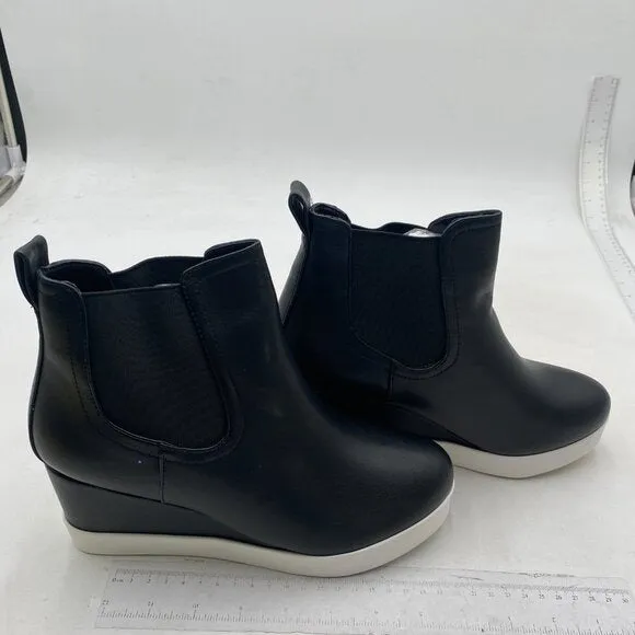 FOWT Women Wedge Sneaker Chelsea Boots Wide Width Ankle Boot Black Boots Shoes