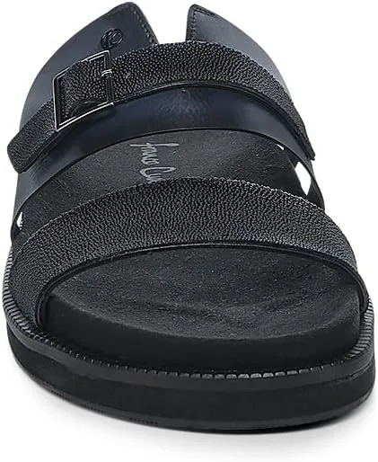 FRANCO CUADRA | Men's Sandal in Premium Black Stingray Leather with Adjustable Buckle 4M7MTTS