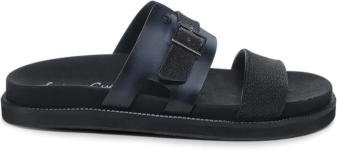 FRANCO CUADRA | Men's Sandal in Premium Black Stingray Leather with Adjustable Buckle 4M7MTTS