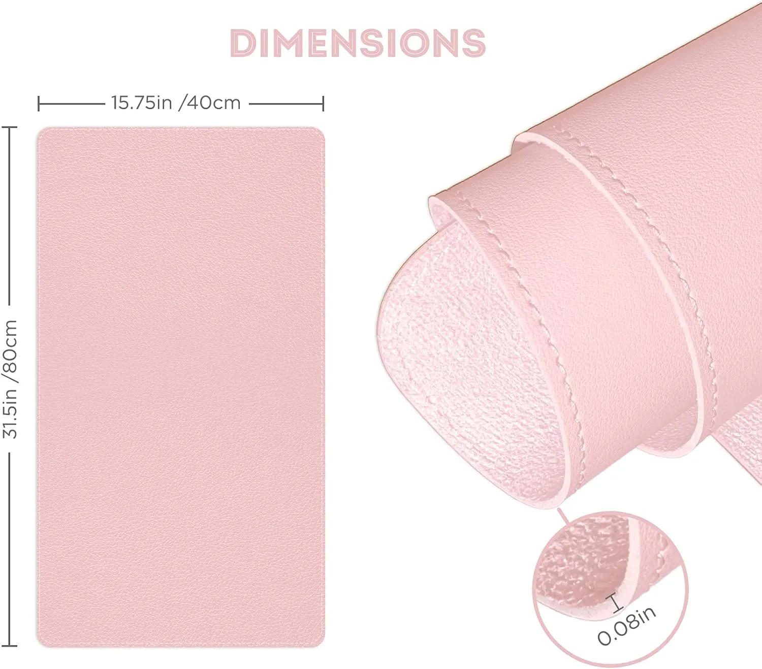 FTC PU Leather Desk Pad and Blotter, Non-Slip Flannelette Base, Stitched, Computer Gaming, Keyboard, Mouse Pad and Writing Protector for Office - Pink 31.5 X 15.75 Inches