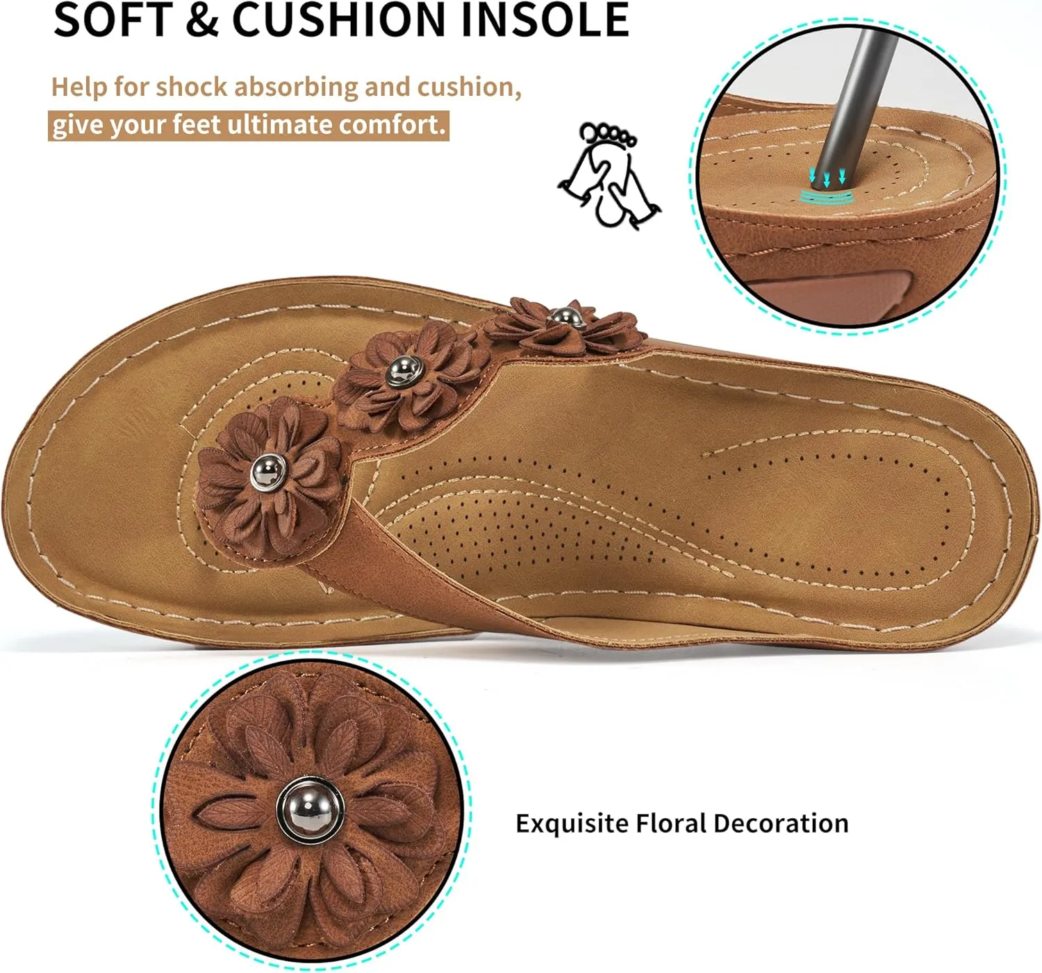 FUDYNMALC Sandals for Women Wedge Shoes: Summer Womens Platform Flip Flops Comfortable Casual Dressy Wedges Sandal