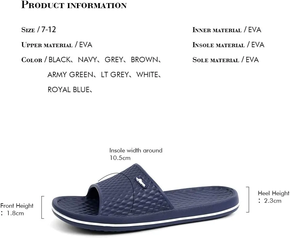 FUNKYMONKEY Mens Bathroom Shower Slippers Indoor Home Beach Non Slip Sandal
