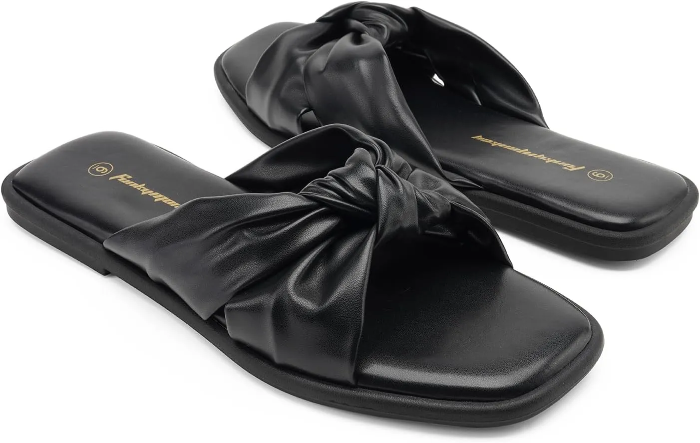 FUNKYMONKEY Women's Flat Sandals Square Open Toe Summer Casual Dress Women's Slide Shoes
