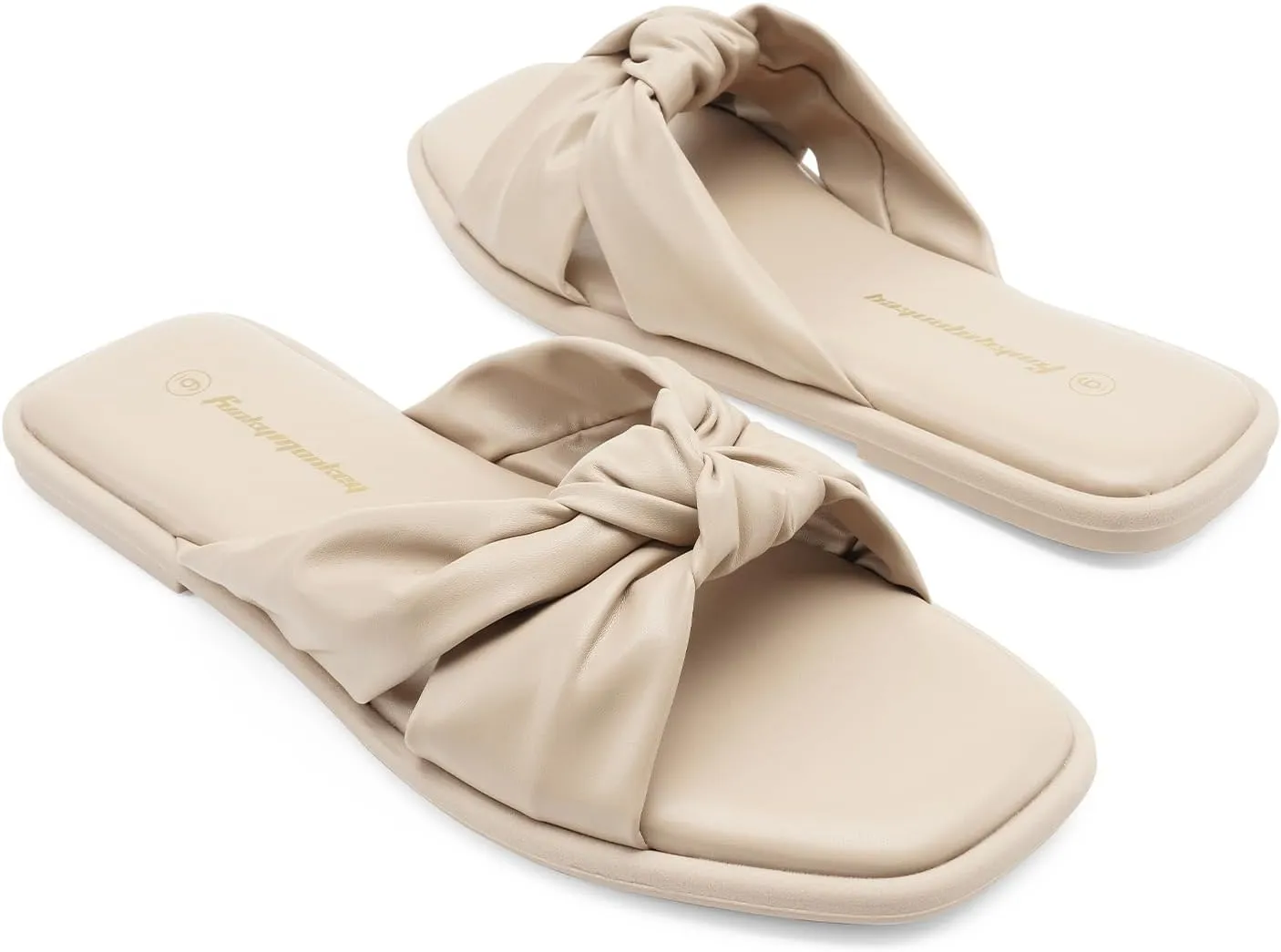 FUNKYMONKEY Women's Flat Sandals Square Open Toe Summer Casual Dress Women's Slide Shoes