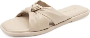 FUNKYMONKEY Women's Flat Sandals Square Open Toe Summer Casual Dress Women's Slide Shoes