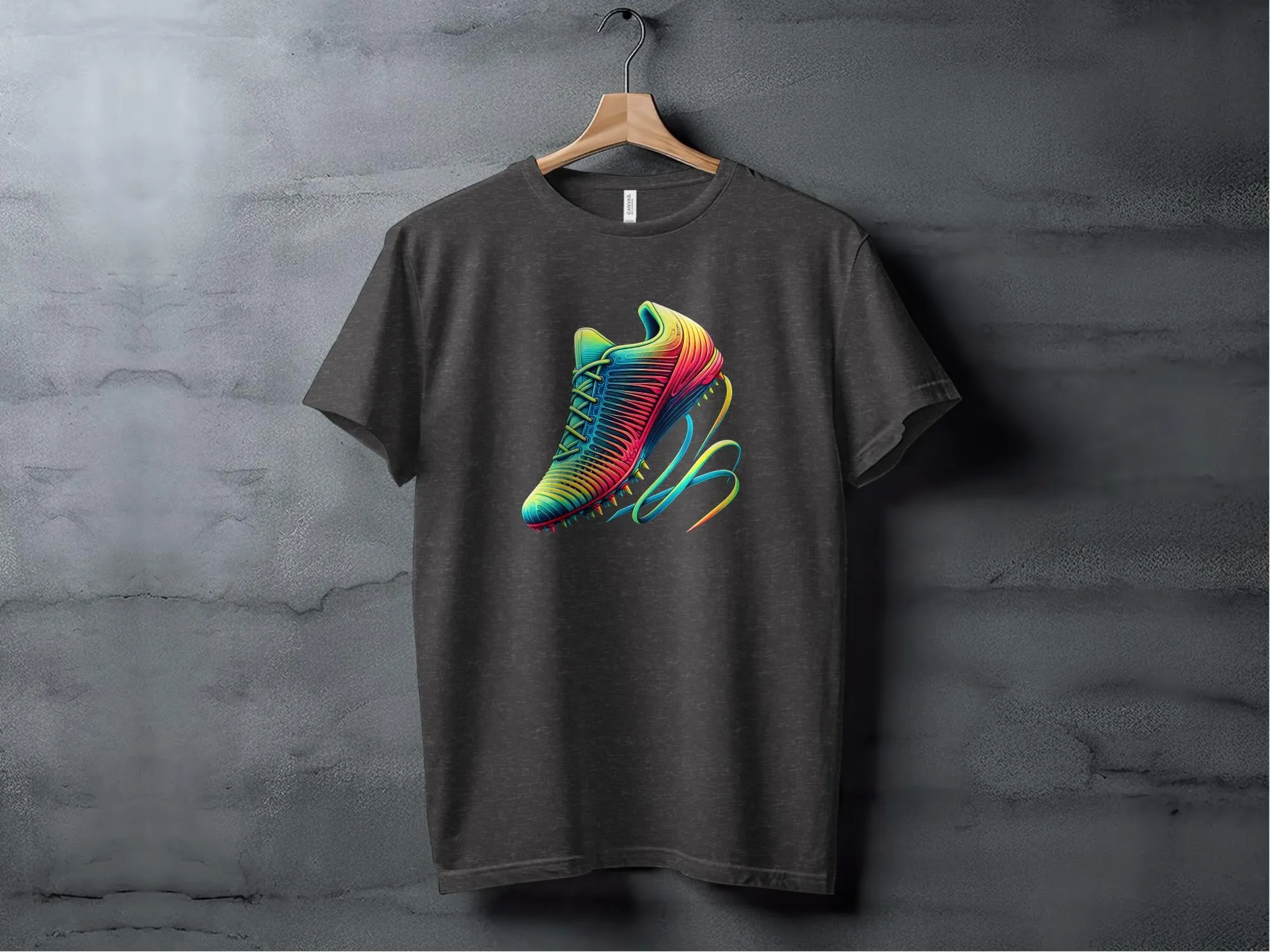 Futuristic Running Illustration, Rainbow Running Shoe