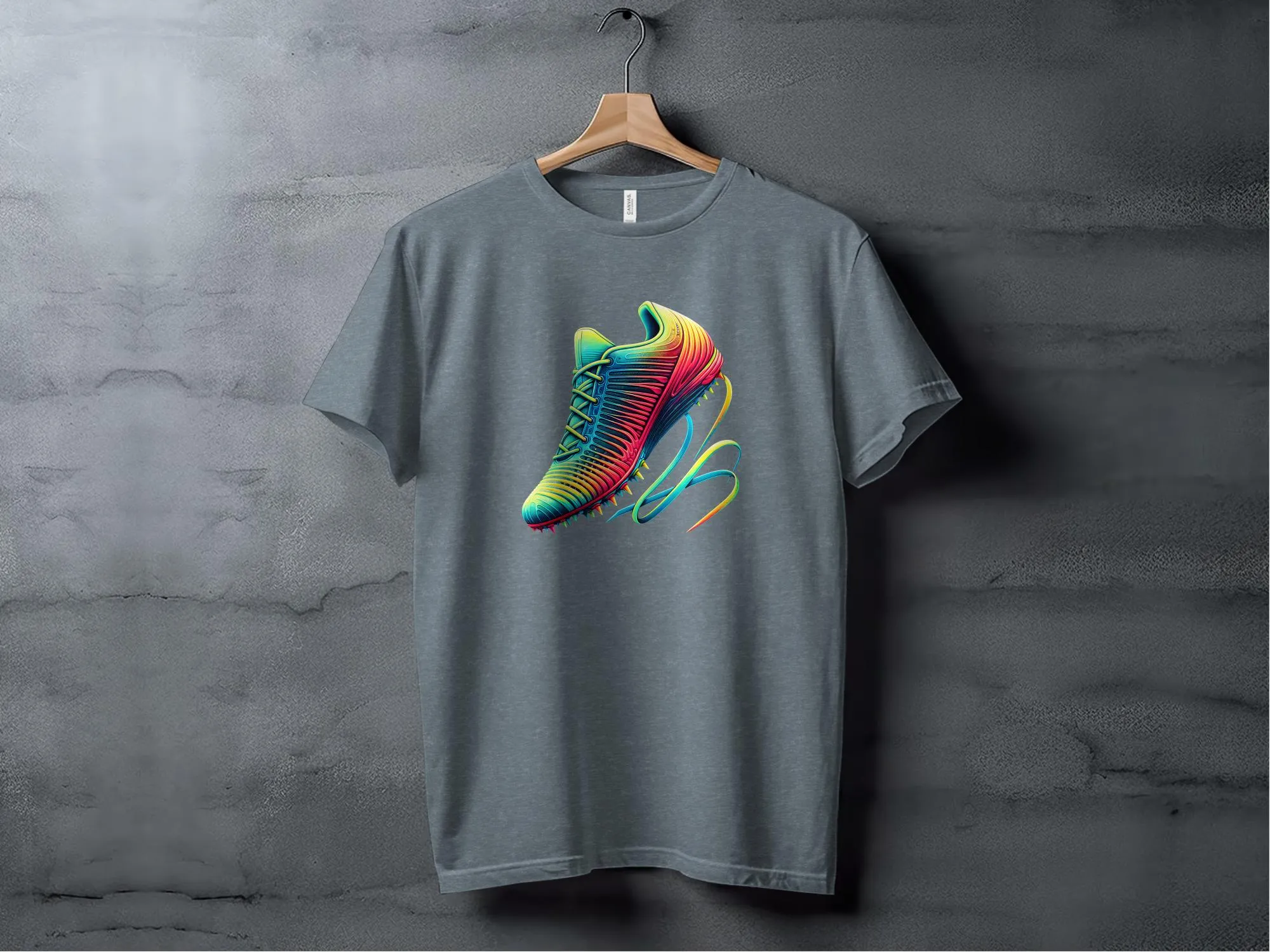 Futuristic Running Illustration, Rainbow Running Shoe