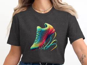 Futuristic Running Illustration, Rainbow Running Shoe