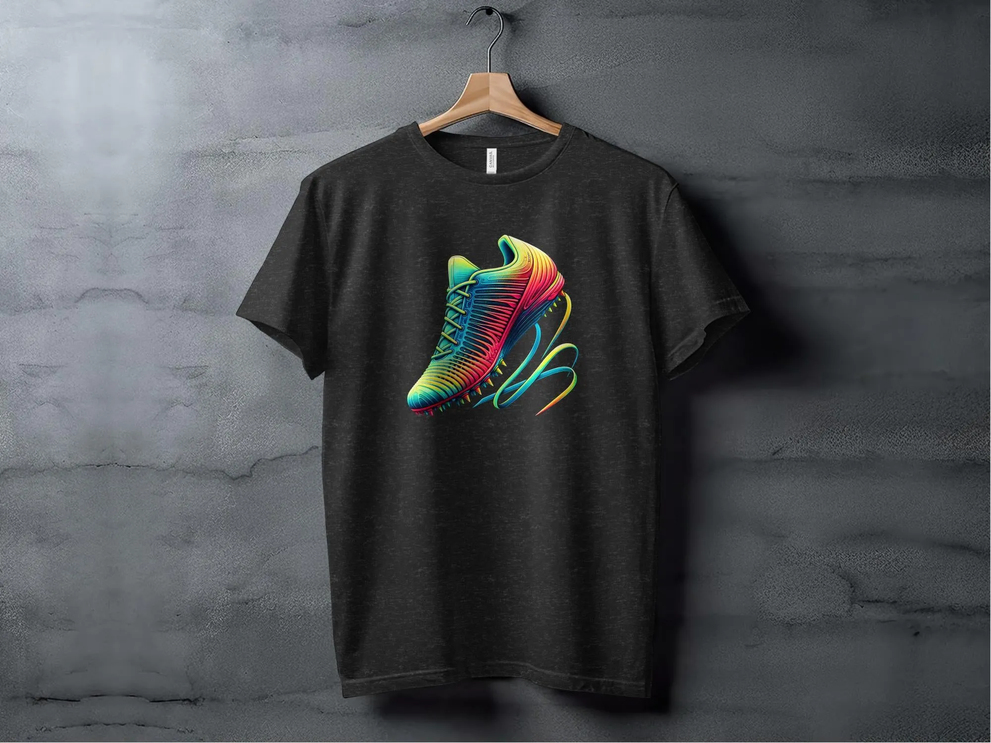 Futuristic Running Illustration, Rainbow Running Shoe