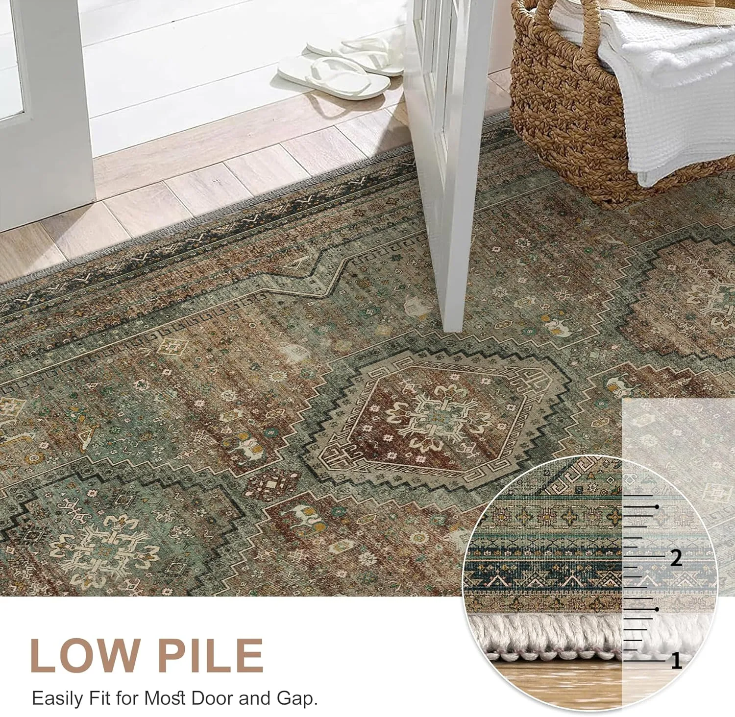 GENIMO Runner Rug 2x7, Machine Washable Hallway Runner Rugs, Non Slip Low Pile Lightweight Carpet at for Living Room, Entryway, Bedroom, Kitchen and Passage