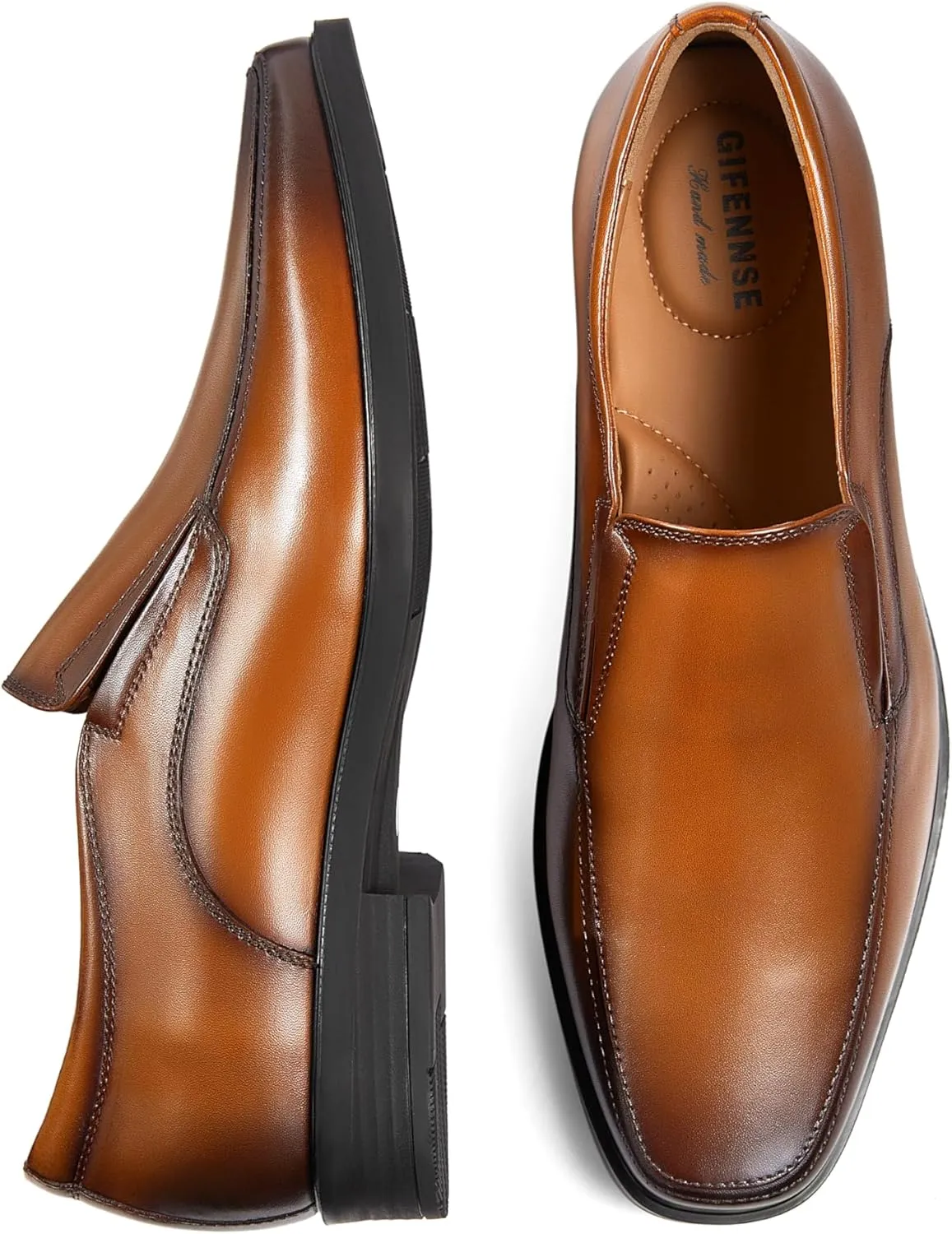 GIFENNSE Mens Loafers Leather Slip-on Dress Shoes