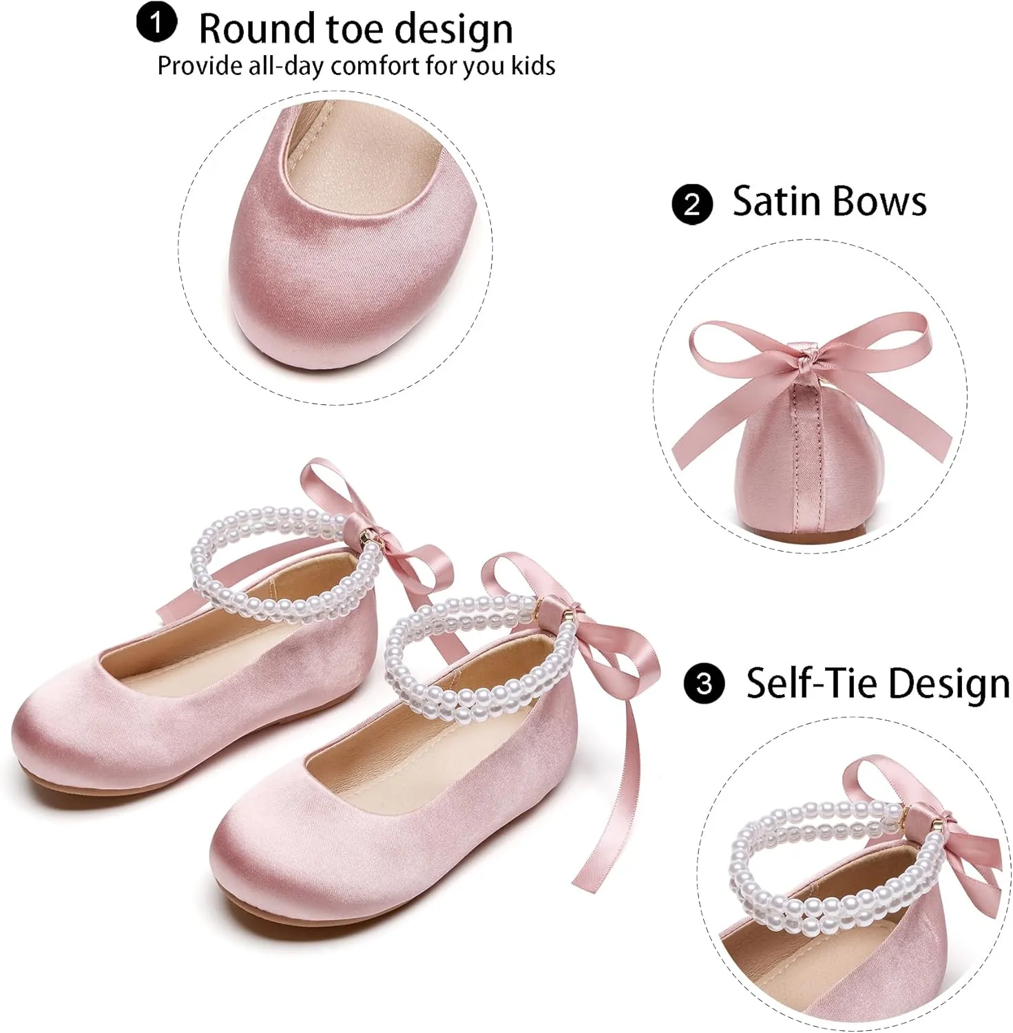 GINFIVE Toddler Girls Mary-Jane Little Girls Slip On Shoes Glitter Ballerina Flats Toddler