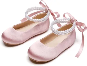 GINFIVE Toddler Girls Mary-Jane Little Girls Slip On Shoes Glitter Ballerina Flats Toddler