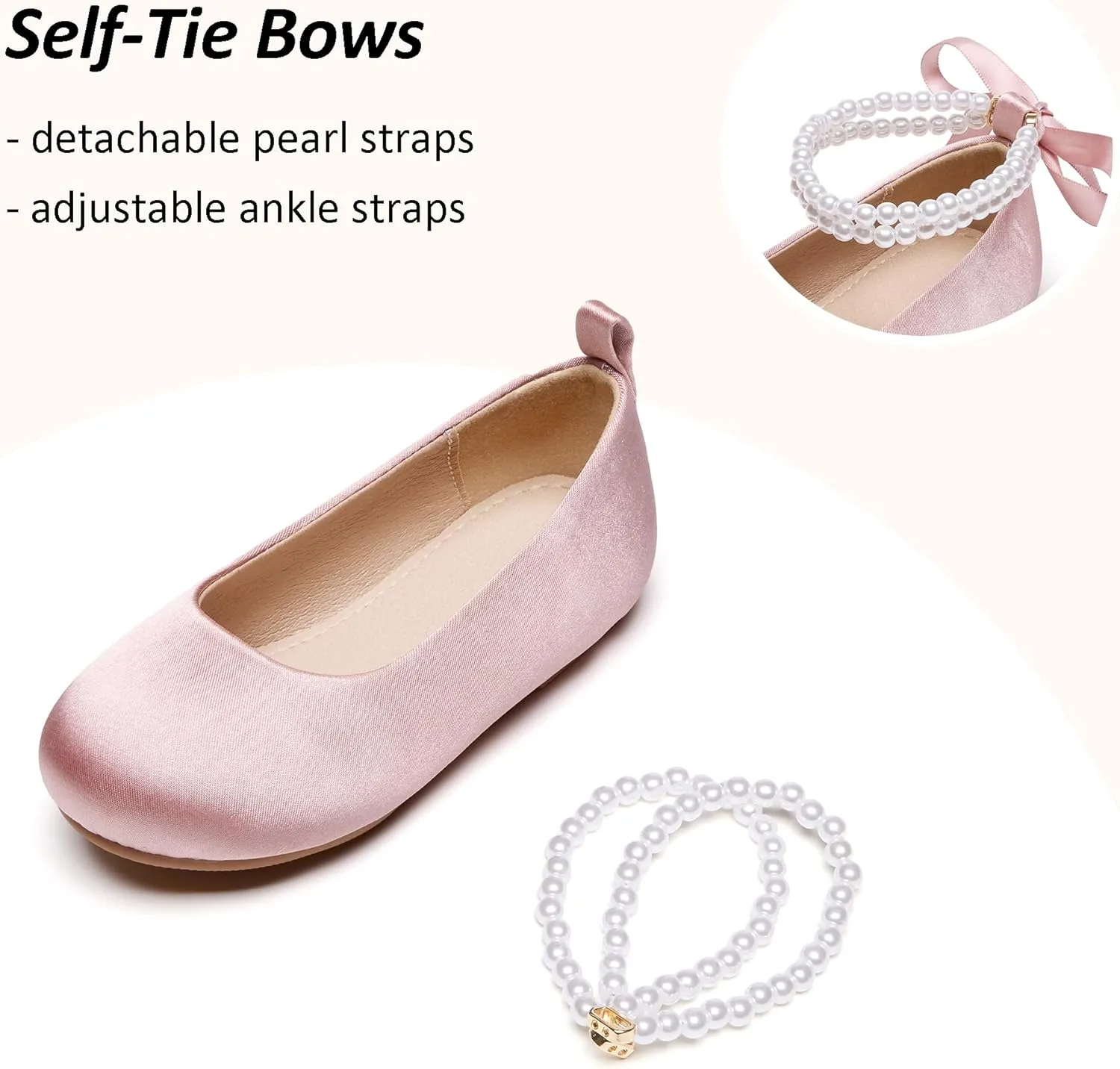 GINFIVE Toddler Girls Mary-Jane Little Girls Slip On Shoes Glitter Ballerina Flats Toddler