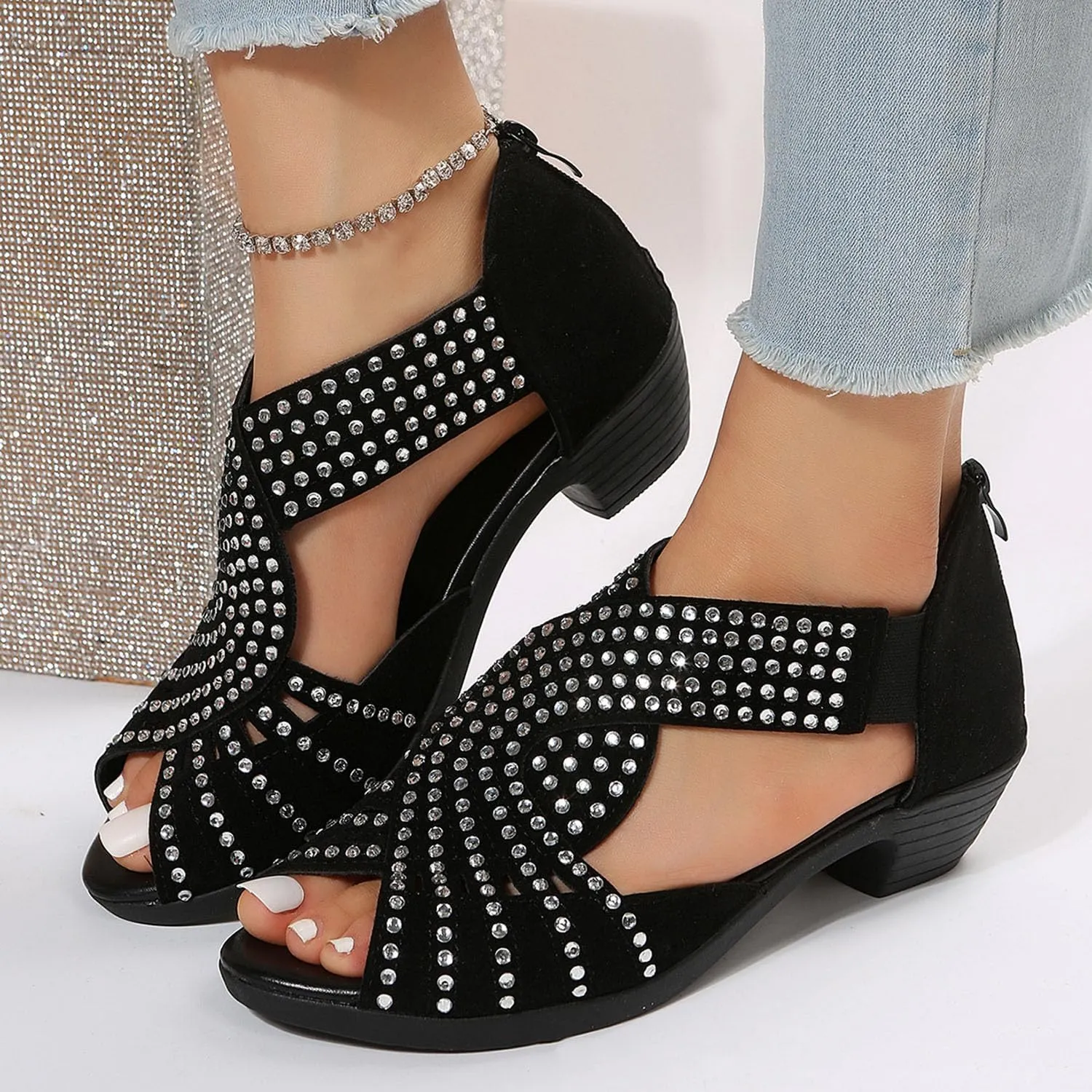 Glowstep Orthopedic Low Heel Cut-Out Sandals, 2025 New Comfortable Sports Slippers for Women, Arch Support