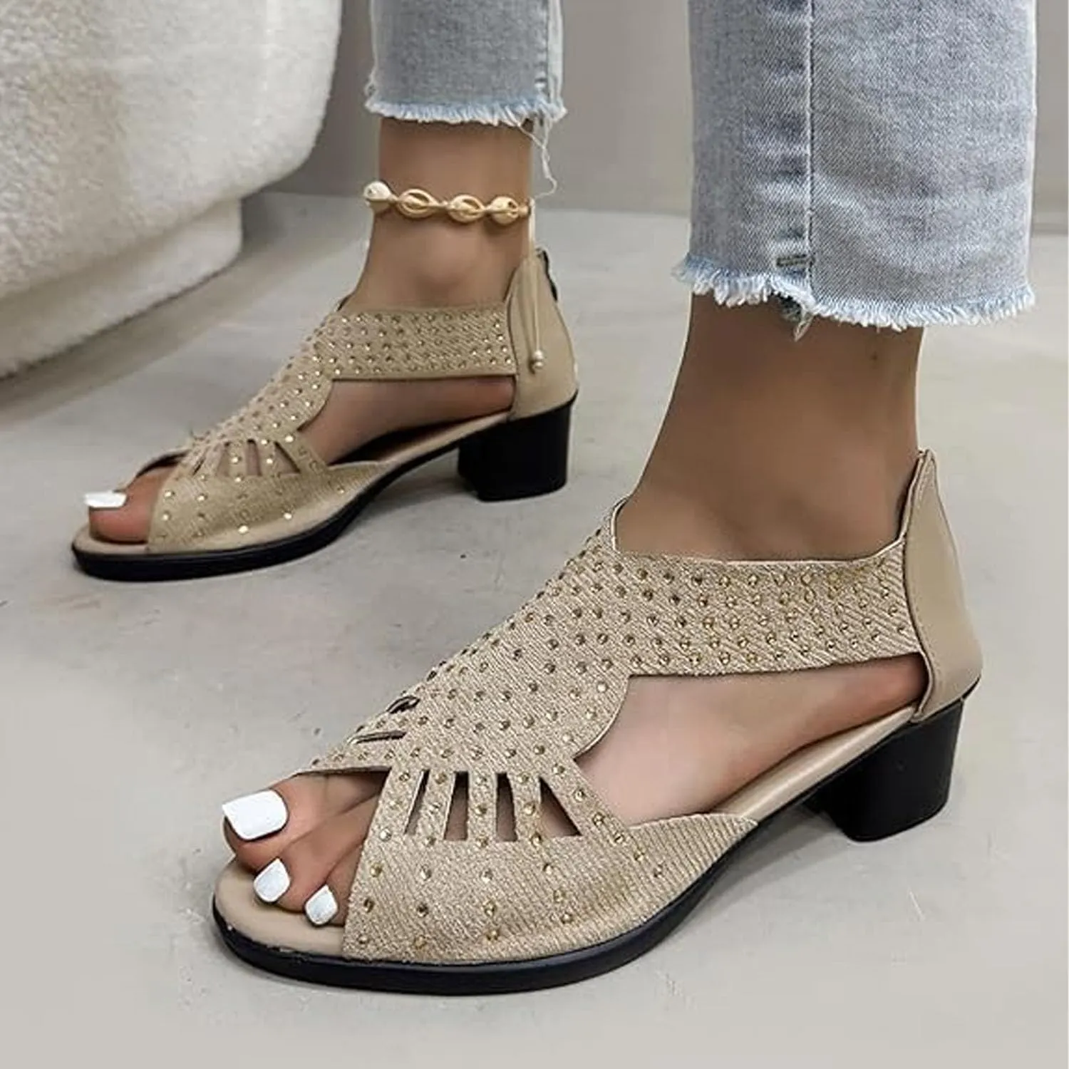 Glowstep Orthopedic Low Heel Cut-Out Sandals, 2025 New Comfortable Sports Slippers for Women, Arch Support