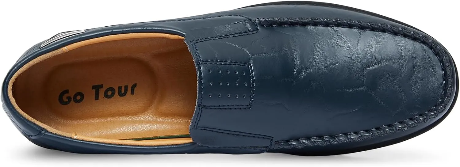 Go Tour Men’s Casual Leather Fashion Slip-on Loafers Shoes