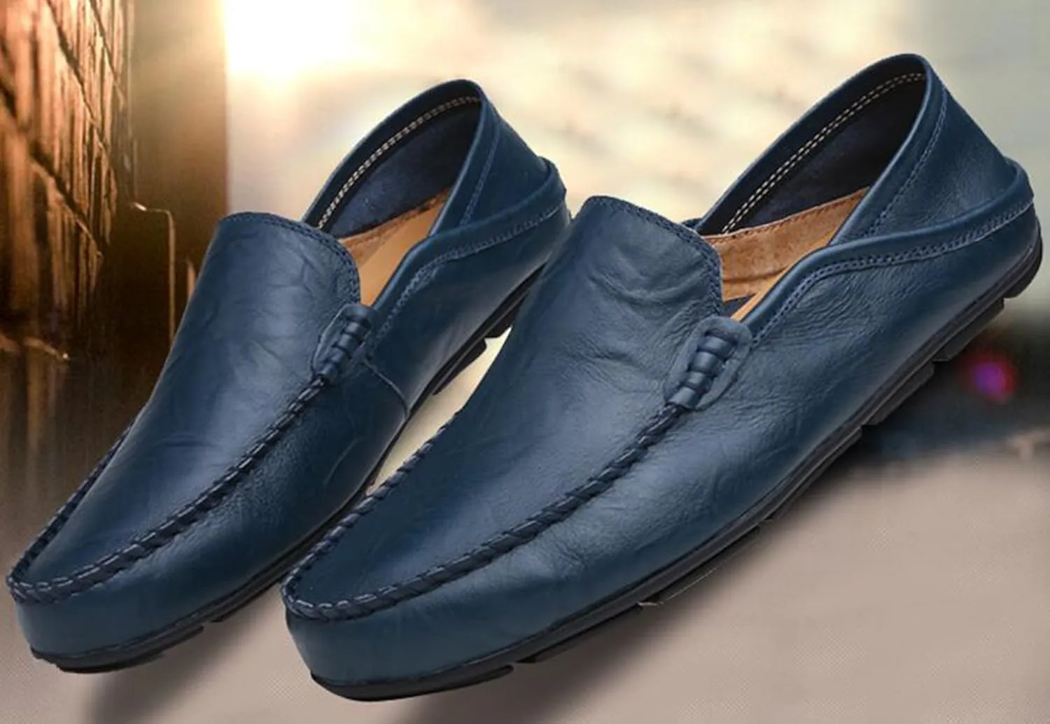 Go Tour Men's Premium Genuine Leather Casual Slip on Loafers Breathable Driving Shoes Fashion Slipper