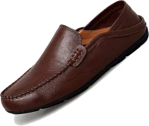 Go Tour Men's Premium Genuine Leather Casual Slip on Loafers Breathable Driving Shoes Fashion Slipper