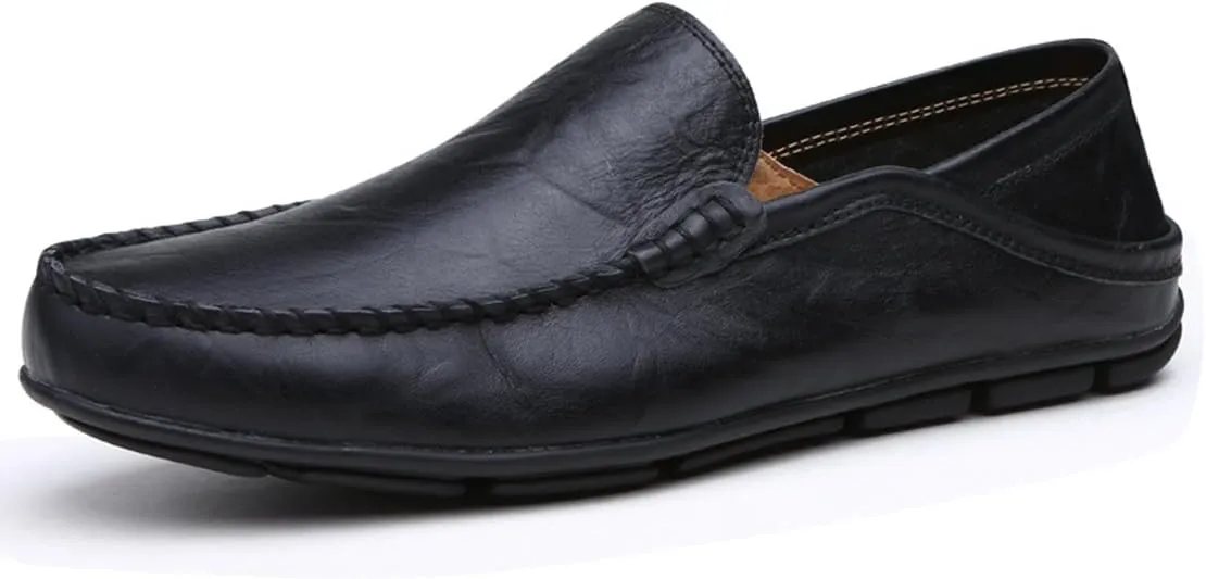 Go Tour Men's Premium Genuine Leather Casual Slip on Loafers Breathable Driving Shoes Fashion Slipper