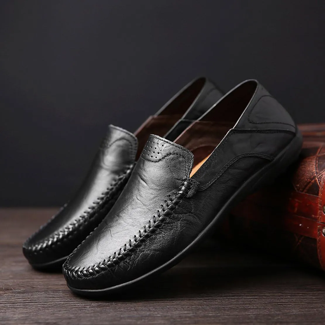 Go Tour Men's Premium Genuine Leather Casual Slip on Loafers Breathable Driving Shoes Fashion Slipper