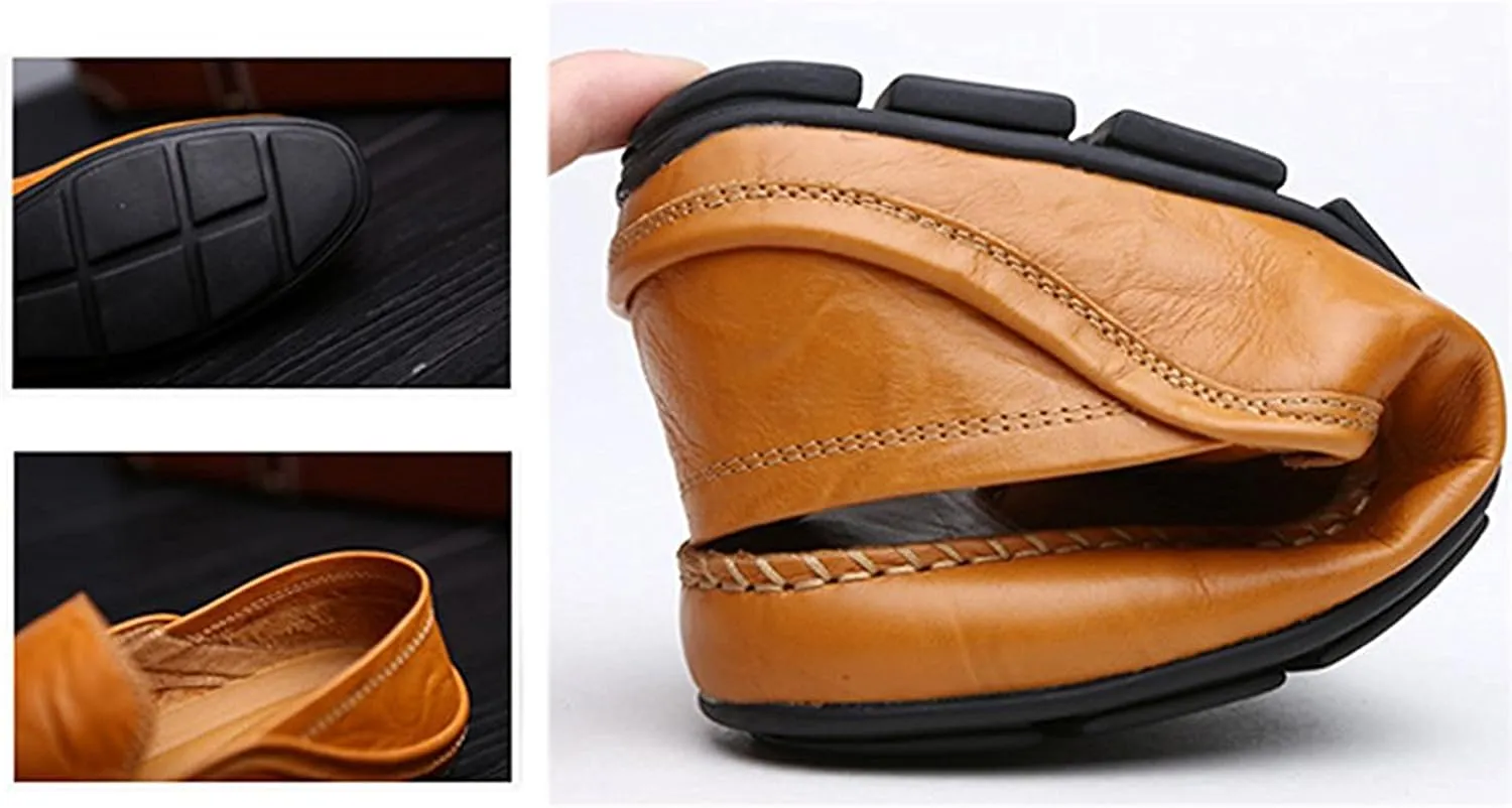 Go Tour Men's Premium Genuine Leather Casual Slip on Loafers Breathable Driving Shoes Fashion Slipper
