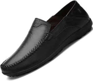 Go Tour Men's Premium Genuine Leather Casual Slip on Loafers Breathable Driving Shoes Fashion Slipper