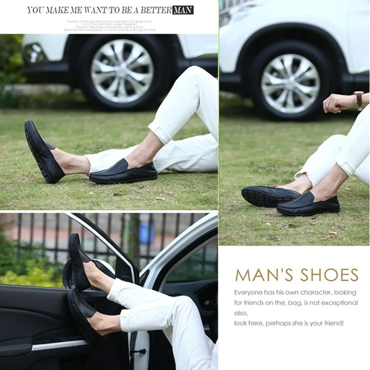 Go Tour Men's Premium Genuine Leather Casual Slip on Loafers Breathable Driving Shoes Fashion Slipper