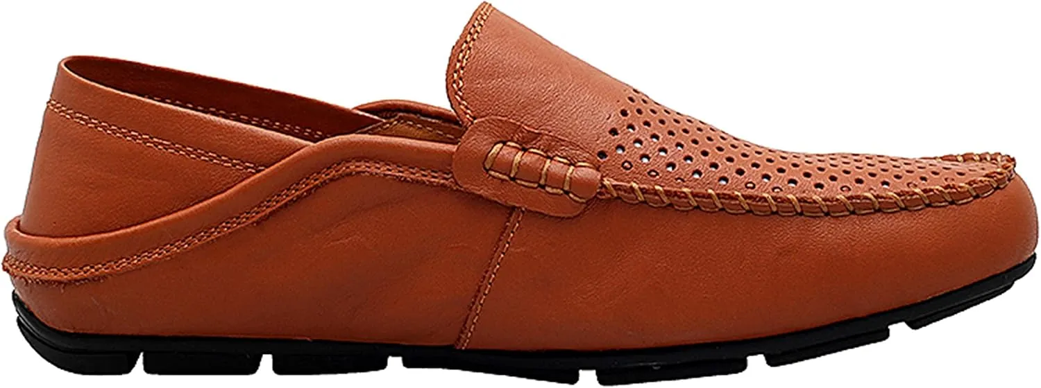 Go Tour Men's Premium Genuine Leather Casual Slip on Loafers Breathable Driving Shoes Fashion Slipper