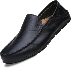 Go Tour Men's Premium Genuine Leather Casual Slip on Loafers Breathable Driving Shoes Fashion Slipper
