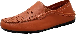 Go Tour Men's Premium Genuine Leather Casual Slip on Loafers Breathable Driving Shoes Fashion Slipper